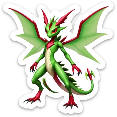  Cool Edgy Shiny Futuristic Ethereal Legendary Scizor-Digimon-Schyther-Flygon-hybrid full body sticker