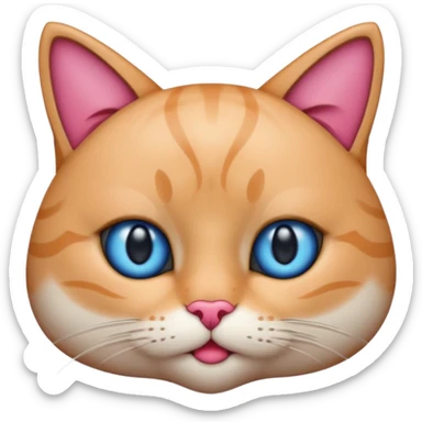 un emoji de lacara de un gato azul con rosa sorprendido sticker