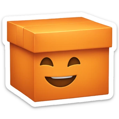 orange box with smile sticker
