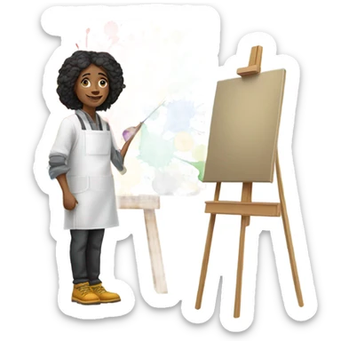 artist with paintings sticker