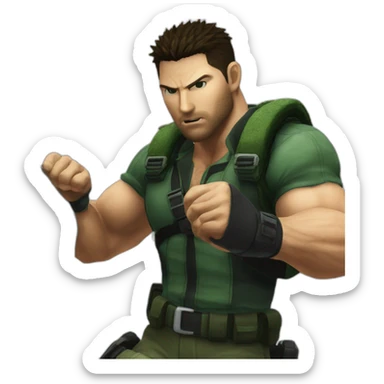 Chris redfield punching a rock sticker