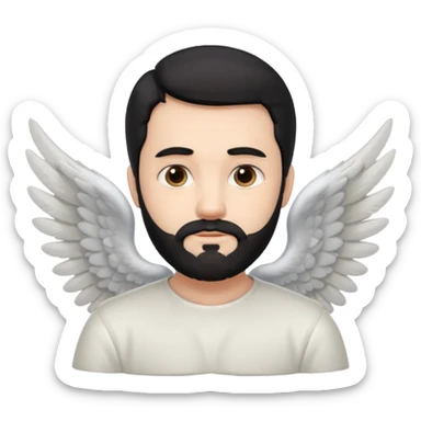  black hair, white bearded man angel sticker
