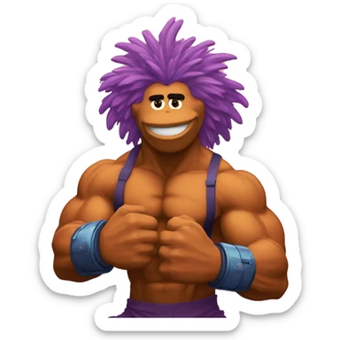 fraggle rocks hot muscle trainer sunset colored sticker