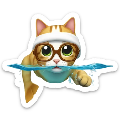 cat snorkeling sticker