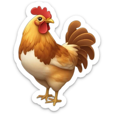 Poulet patte en l'air et une aile déployée sticker