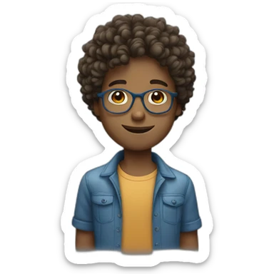 boy with blue eyes with glasses with curly hair sticker
