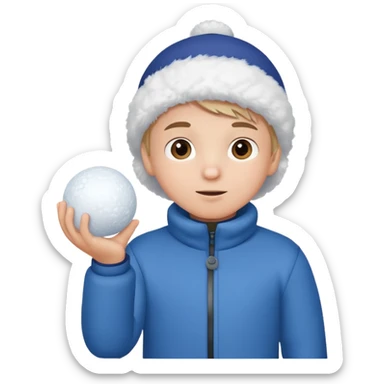 kid holding snowball sticker