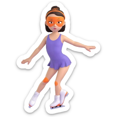 A figure skater girl with orange eye patches under her eyes sticker