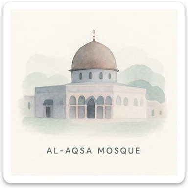 Al-Aqsa Mosque in Palestine, watercolor style, soft edges, gentle blending, serene atmosphere sticker