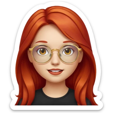Emoji Girl with long red hair and gold glasses sticker