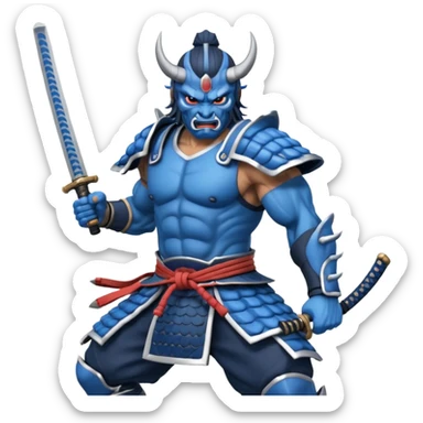 blue samurai oni sticker