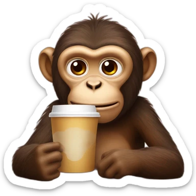 Monkey drink coffee  sticker