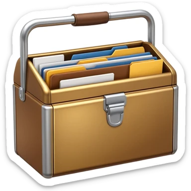 3D Brown golden toolbox filled with files sticker