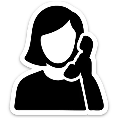 solid filled icon of a woman talking on the phone sticker