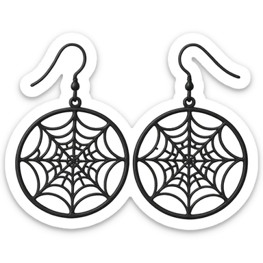 goth earrings, black spider web hoop, intricate gothic, delicate sticker