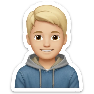 Kjekk gutt (lys i huden) som har pynta seg. Har på seg Jeans og grå hette genser og håret skal være  midtskill og fargen på håret er blondt. Litt øyevipper men ikke mye og litt mørke brun. Skal se HOT Å SEXY UT smile mer!!! sticker