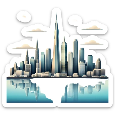 create an image of san francisco skyline in the tech future - no car, use art deco, no frame sticker