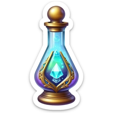 An ornate vial containing a space relic sticker