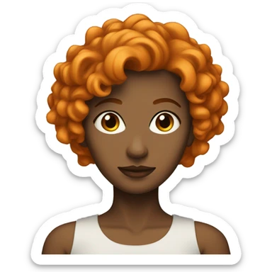 a woman with short, orange, permed hair sticker