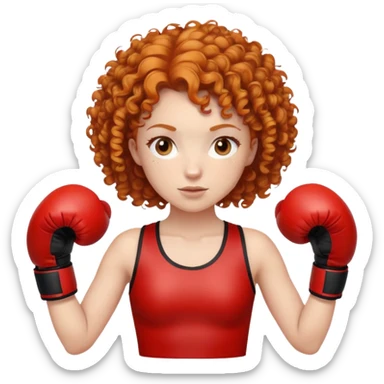 Ginger curly haired girl with boxing gloves sticker