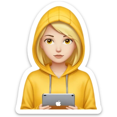 A woman hacker who wears a yellow hoodie  sticker