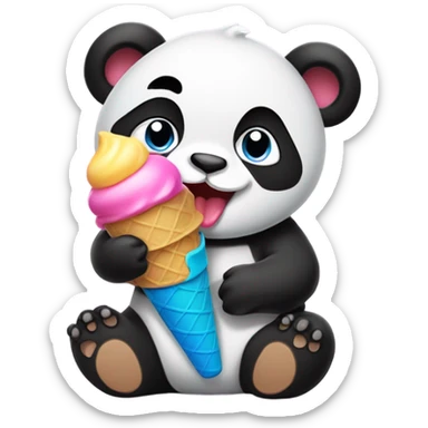 Panda eating ice cream sticker