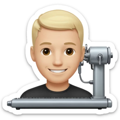 Male, no glasses, blonde hair, right side of hair shaved with a machine, face turned towards the camera sticker