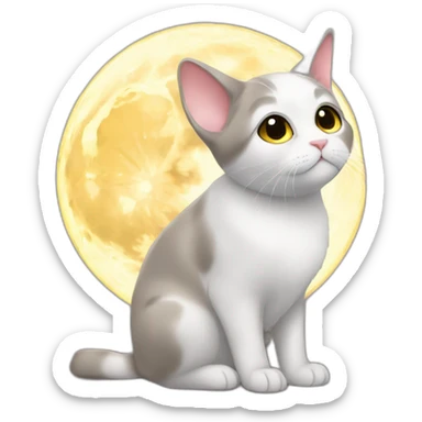 a lop-eared cat looks at the moon sticker