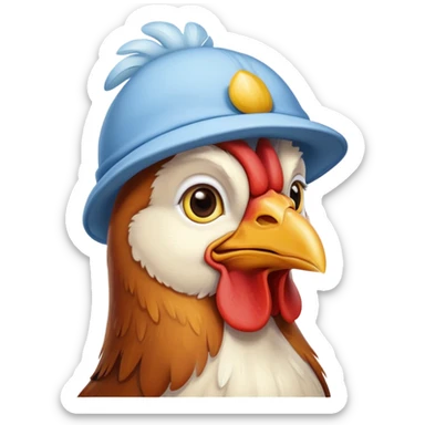Pollo con gorro azul celeste  sticker