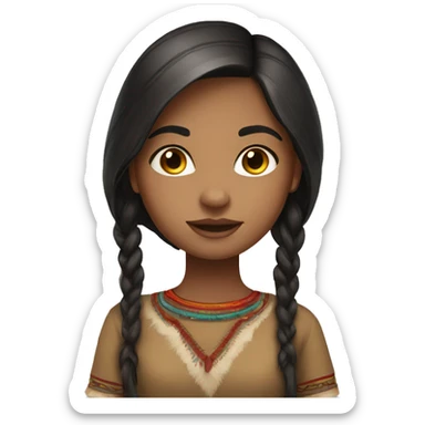 girl dark hair with streaks of color and America indian heritage plain clothing sticker