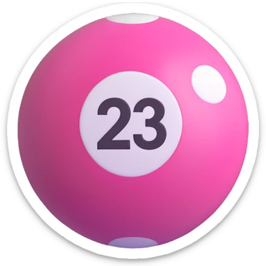 pink billiard ball with the number 23 inside a white circle sticker