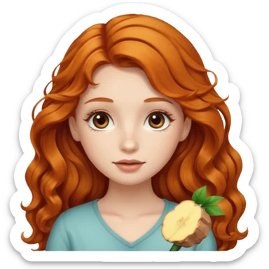 Cute girl with ginger very wavy long hair and long eyelashes sticker