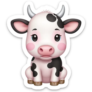 Cute white cow with soft pink spots chibi sticker