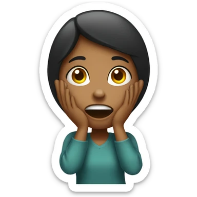 Girl with hand over mouth giggling  sticker