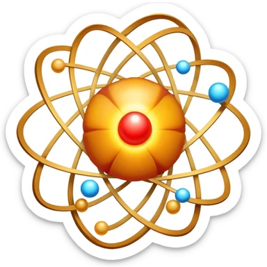 Atom with nucleus in center and orbiting electrons in shell layers showing valence electrons sticker