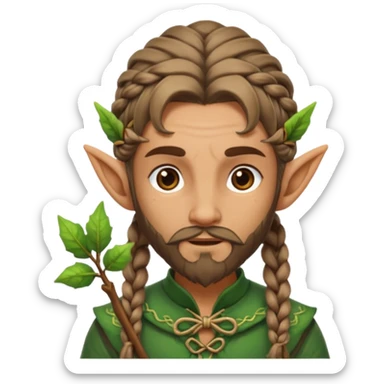 Forest elf with braided beard and bow sticker