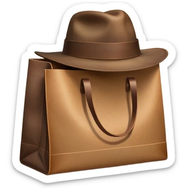 shopping bag with an Indiana Jones hat on top sticker
