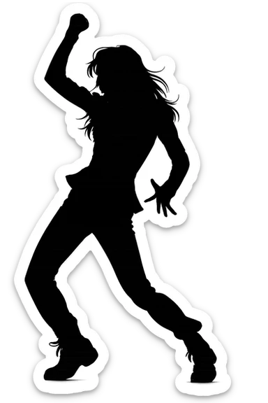 kpop idol silhouette dancing, energetic sticker