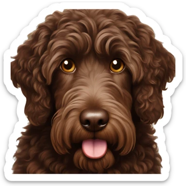 Chocolate colored laberdoodle with hazel eyes  sticker