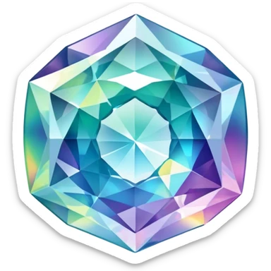 faceted gem with internal holographic color swirls sticker