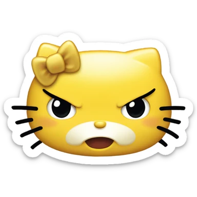 angry yellow hello kitty sticker