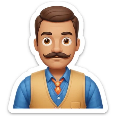 The neighbor character from Hello Neighbor game with mustache and vest sticker