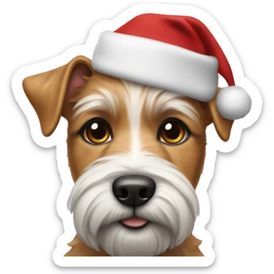 Realistic airdale terrier with a christmas hat sticker