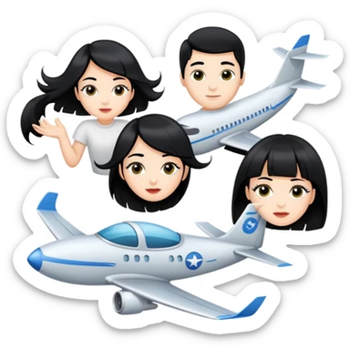 Make the plane an eyelash Two girls and 1 boy with black hair flying on a pair of eyelashes like an airplane but it’s just one big eyelashes  sticker