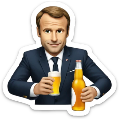 Macron qui boit une bière sticker