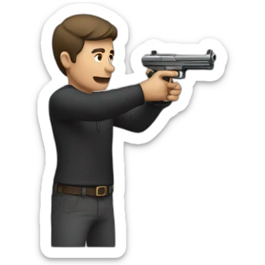 man shooting a gun sticker