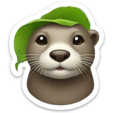 Otter with leaf on head sticker
