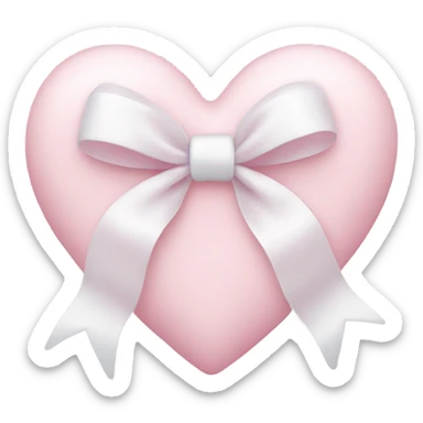Pastel pink heart with white bow sticker