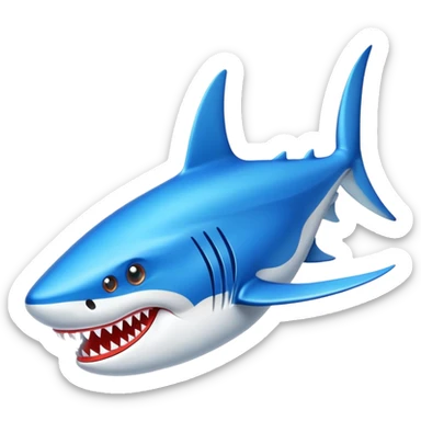 Tiburón con zapatillas deportivas azules sticker