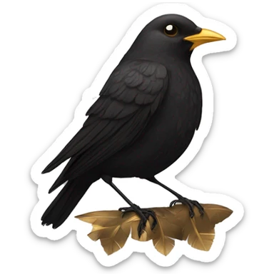 blackbird with golden feathers on the wing and chest sticker